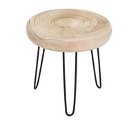 Spetebo Taburete para flores de madera natural con 3 patas - 32 cm - Soporte para plantas de madera maciza redondo natural - Taburete decorativo para flores, soporte para plantas, mini mesa auxiliar