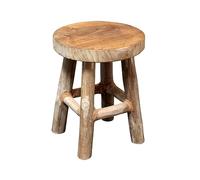 Spetebo Taburete para flores de teca, 22 x 17 cm, redondo, natural/medio, taburete de madera con 4 pies, decoración de madera maciza, soporte para plantas