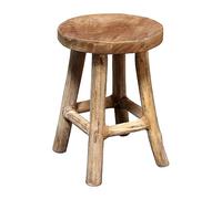 Spetebo Taburete para flores de teca, 26 x 20 cm, redondo, natural/grande, taburete de madera con 4 pies, decoración de madera maciza, soporte para plantas