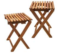 Spetebo Taburete plegable de acacia, barnizado, 37 x 29 cm, juego de 2 unidades