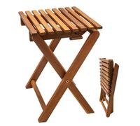 Spetebo Taburete plegable de acacia, barnizado, 37 x 29 cm | Taburete plegable de madera con aspecto de teca