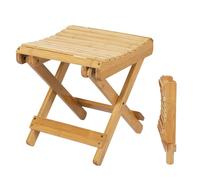Spetebo Taburete plegable de bambú, rectangular, natural, 28 x 28 cm, de madera, plegable, universal, para cocina, baño, pasillo
