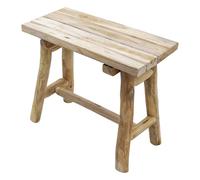 Spetebo Taburete rectangular de madera de teca, natural, 43 x 38 cm | Madera maciza, rústico, soporte para plantas, podio de flores, banco de madera en miniatura