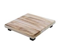 Spetebo Taburete rectangular de madera natural, 30 x 30 cm, con 4 patas | Taburete de madera auténtica con 4 patas en color negro