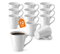 Spetebo Tazas de café de porcelana blanca con asa, 200 ml, cónicas, juego de 12 unidades