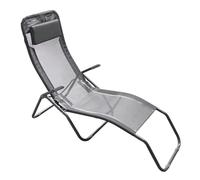 Spetebo Tumbona de jardín con cojín de 190 cm, plegable, de alta calidad, color antracita, tumbona de jardín con tejido de plástico, tumbona de relax para jardín, viajes, vacaciones