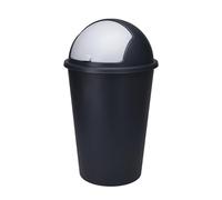 Spetebo XL cubo de basura con tapa deslizante negro - 50 L - Cubo de basura redondo con tapa cúpula - Cubo de cosméticos, contenedor de basura, cubo de basura reciclable
