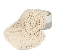 Spetime Manta de felpilla de Punto Grueso, Manta de Ganchillo Trenzada de Hilo de felpilla Grande: Hecha a Mano, Suave, cómoda para sofá, Cama (Color Beige, 50 x 60 Pulgadas)