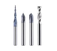 SpeTool Juego de 4 fresas de 6 mm de vástago de metal duro sólido VHM CNC Fresa en V para grabado de madera
