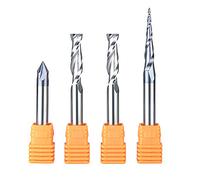 SpeTool Juego de corte de brocas de fresado CNC para grabar ranuras en V en perfiles de madera, carburo sólido, eje de 1/4 pulgadas
