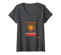 SPF 100+ Caucásicos Necesario Protección Solar Humor Playa Camiseta Cuello V, Mujer, Jaspeado Oscuro, XXL