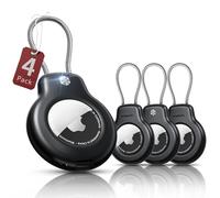 SPGUARD 4 Unidades AirTag Funda Compatible con Apple AirTag Llavero(AirTag 1/2), Colgante de Etiqueta de Aire, Soporte Seguro con Cable, AirTags Lock Case para Llaves, Equipaje, Mochilas y más