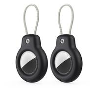 SPGUARD Compatible con Apple AirTag Colgante Soporte Seguro con Cable(AirTag 1/2), 2 Pack Air Tag Lock Caso Llavero Llavero Cubierta Etiqueta de Equipaje para Llaves, Equipaje y más (Negro y Negro)