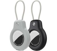 SPGUARD Compatible con Apple AirTag Colgante Soporte Seguro con Cable(AirTag 1/2), 2 Pack Air Tag Lock Caso Llavero Llavero Cubierta Etiqueta de Equipaje para Llaves, Equipaje y más