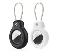SPGUARD Compatible con Apple AirTag Tag Secure Holder con Cable(AirTag 1/2), 2 Pack Air Tag Lock Funda Llavero Llavero Cubierta Etiqueta de Equipaje para Llaves, Equipaje y más (Negro y Blanco)