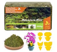 Sphagnum Musgo para plantas, 500 g de musgo para orquídeas con 20 pegatinas amarillas de mosquitos llorones, musgo natural de orquídeas, musgo sphagnum para macetas, moso de espaghnummoss para