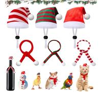 SPHERETRON Gorro de Navidad para mascotas, 6 unidades, ropa para gatos, disfraz de Navidad, conejo, accesorios, mini gorros de Navidad para gatos, hámsters, mascotas, conejos, erizos, loros