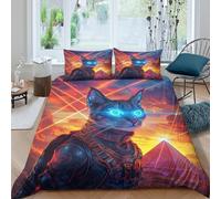Sphinx Cat - Funda nórdica de 3 piezas, estampado 3D, con fundas de almohada, funda nórdica con cremallera oculta, microfibra King (220 x 240 cm)