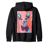 Sphynx Cat Pop Art Pajarita Ilustración Sudadera con Capucha