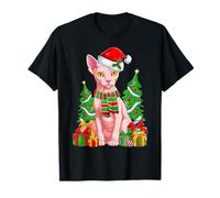 Sphynx Cat & Santa Hat Merry Christmas Pijamas Navidad Niños Camiseta