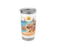 Sphynx Cat Spooky Summer Halloween Vacaciones Tropical Beach Vaso térmico de acero inoxidable de doble pared