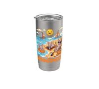 Sphynx Cat Spooky Summer Halloween Vacaciones Tropical Beach Vaso térmico de acero inoxidable de doble pared