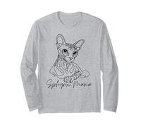 Sphynx Mama Sphynx Mom Cute Line Art Cat Mom Artístico Manga Larga