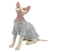 Sphynx - Ropa de gato - Cómodo pijama de otoño para gatos sin pelo - Camisetas de algodón con patrón de dibujos animados para mascotas