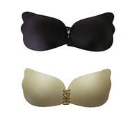 SPI LOVELY IDEAS - Pack 2 Sujetadores Adhesivo Wing Bra, Sin Tirantes, Efecto Push Up, Color Negro y Natural, Talla 100, Copa B