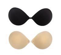 SPI LOVELY IDEAS - Pack 2 Sujetadores Push Up Adhesivo Natural Bra, Sin Tirantes, Color Natural y Negro, Talla 95, Copa B