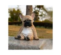 Śpiący Buldog Francuski Puppy Statua Żywica Trawni