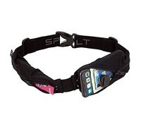 SPIbelt Cinturón de Correr Profesional de Doble Bolsillo para Adultos, Mujeres y Hombres, Bolsillos expandibles, Cintura Ajustable, sin Rebote, Negro con Cremallera Negra, Adjustable Waist Band Fits