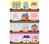 Spice Houses Notebook: Mini Village, Kitchen recipe journal, heirloom cookbook, cottagecore, vintage, collectable, Lined, Pastel, town, jars