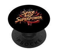 Spice is My Superpower Chili Pepper Lover Hot Foodie PopSockets PopGrip Adhesivo