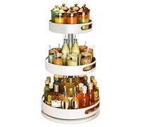 Spice Rack- Organizador giratorio de metal de 2 niveles para cocina, baño y dormitorio, estante multifuncional para un fácil acceso y almacenamiento que ahorra espacio