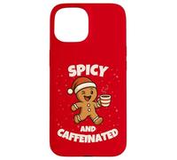 Spicy and Caffeinated Gingerbread Funny Coffee Christmas Carcasa para iPhone 15
