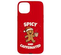 Spicy and Caffeinated Gingerbread Funny Coffee Christmas Carcasa para iPhone 15 Plus