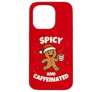 Spicy and Caffeinated Gingerbread Funny Coffee Christmas Carcasa para iPhone 15 Pro