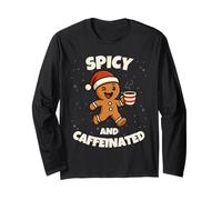 Spicy and Caffeinated Gingerbread Funny Coffee Christmas Manga Larga