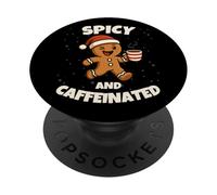 Spicy and Caffeinated Gingerbread Funny Coffee Christmas PopSockets PopGrip Adhesivo