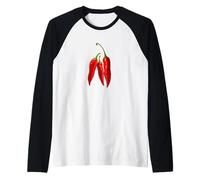 Spicy Hot Life Everyday with Red Chili Paper Graphic Designs Camiseta Manga Raglan