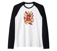 Spicy Is My Happy Place Chili Peppers Design Camiseta Manga Raglan