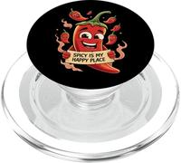 Spicy Is My Happy Place Chili Peppers Design PopSockets PopGrip para MagSafe