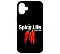 Spicy Life Everyday with Red Chili Paper Graphic Designs Carcasa para iPhone 16 Plus