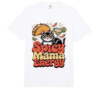 Spicy Mama Energy Taco Cat Margarita Humor Comfort Colors Adult Heavyweight T-Shirt