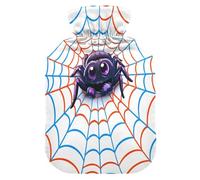 Spider and Web - Botella de agua caliente con funda de forro polar suave, bolsa de agua caliente para aliviar el dolor de cuello y hombros, terapias, calor y frío, talla S