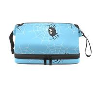 Spider and Webs - Bolsa de cosméticos de doble capa para mujeres y niñas, neceser de viaje, bolsa organizadora de maquillaje con compartimento para brochas, multicolor, 27x15x14 cm/10.6x5.9x5.5 in,