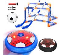Spider Balón Fútbol Flotant, 3 en 1 Recargable Juego de Air Power Football Set con Luce LED Fútbol Niño Juguetes con 2 Porterias Juguete de Hockey Flotante para Niño Niña Regalos de 3-12 Años