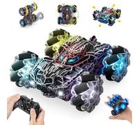 Spider Coche Teledirigido con Reconocimiento de Gestos a Partir de 4 5 6 7 8 9 10 11 12 años, Coches RC Doble Cara con Iluminación Completa, 2,4 GHz Stunt Remote Control Car Recargable (Negro)