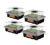 Spider Farmer Bandejas de Germinación, 4 Unidades Set de miniinvernadero para Cultivo, Macetas de Cultivo con Tapas ventilables para la germinación de Semillas y el Crecimiento de Las Plantas